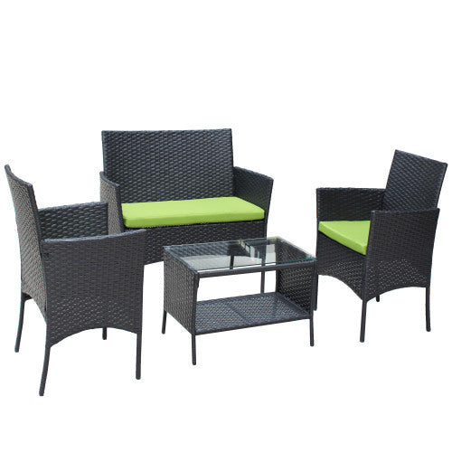 4 PC Rattan Patio Furniture Set Outdoor Patio