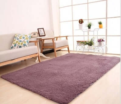 Solid European-style living room rug in a soft purple hue, perfect for home decoration and comfort.