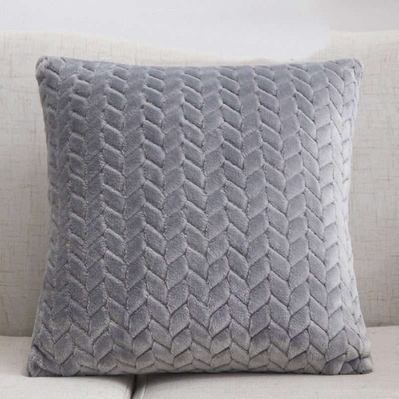 Flannel Solid Color Throw Pillow Sofa Cover