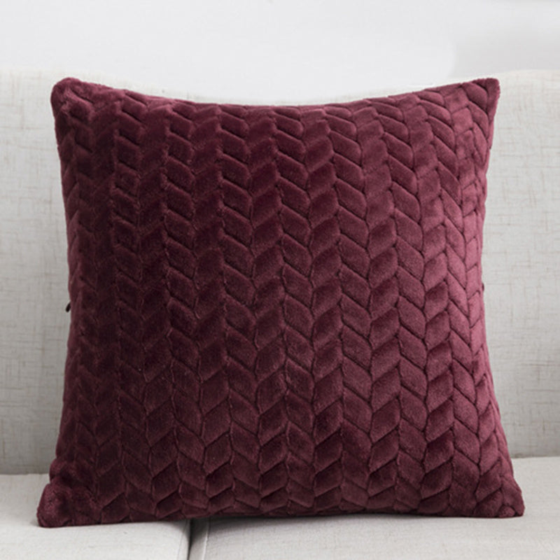 Flannel Solid Color Throw Pillow Sofa Cover