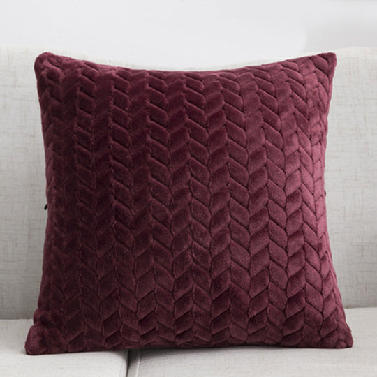 Flannel Solid Color Throw Pillow Sofa Cover