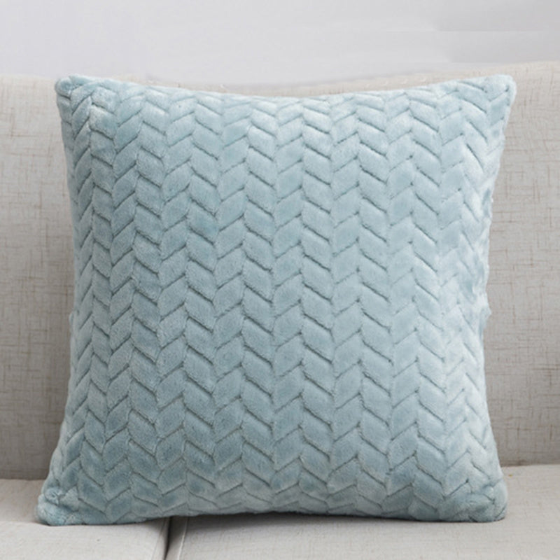 Flannel Solid Color Throw Pillow Sofa Cover