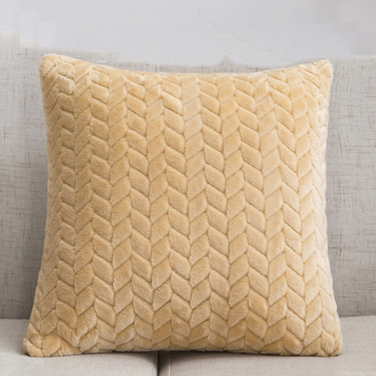 Flannel Solid Color Throw Pillow Sofa Cover