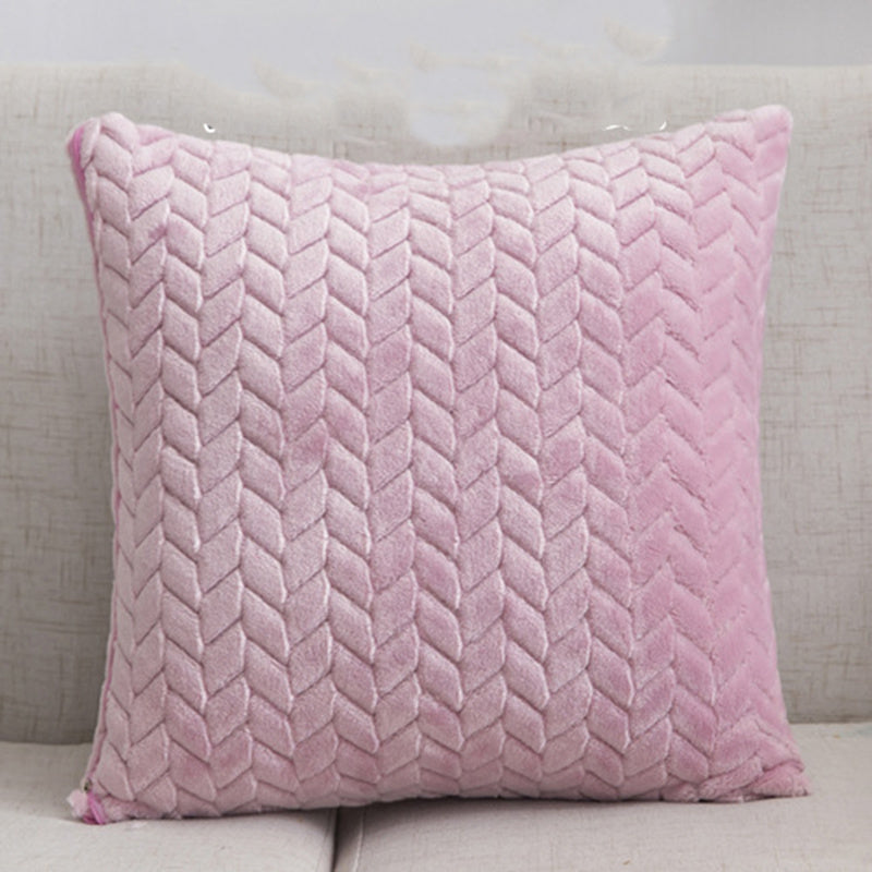 Flannel Solid Color Throw Pillow Sofa Cover