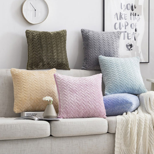 Flannel Solid Color Throw Pillow Sofa Cover