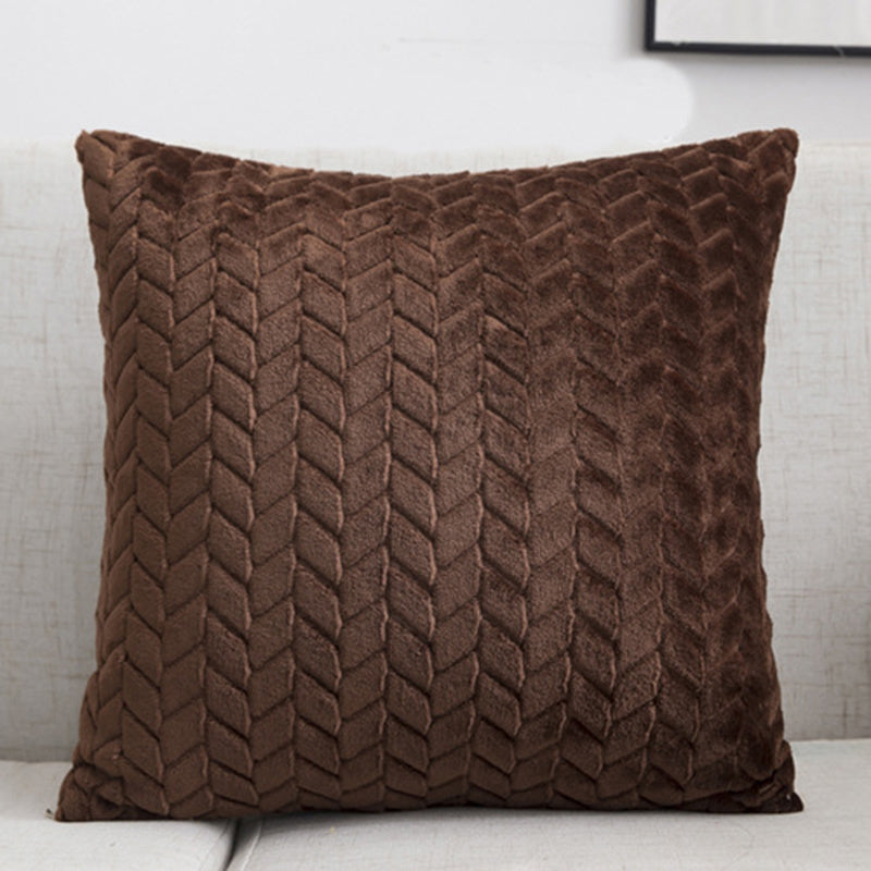 Flannel Solid Color Throw Pillow Sofa Cover