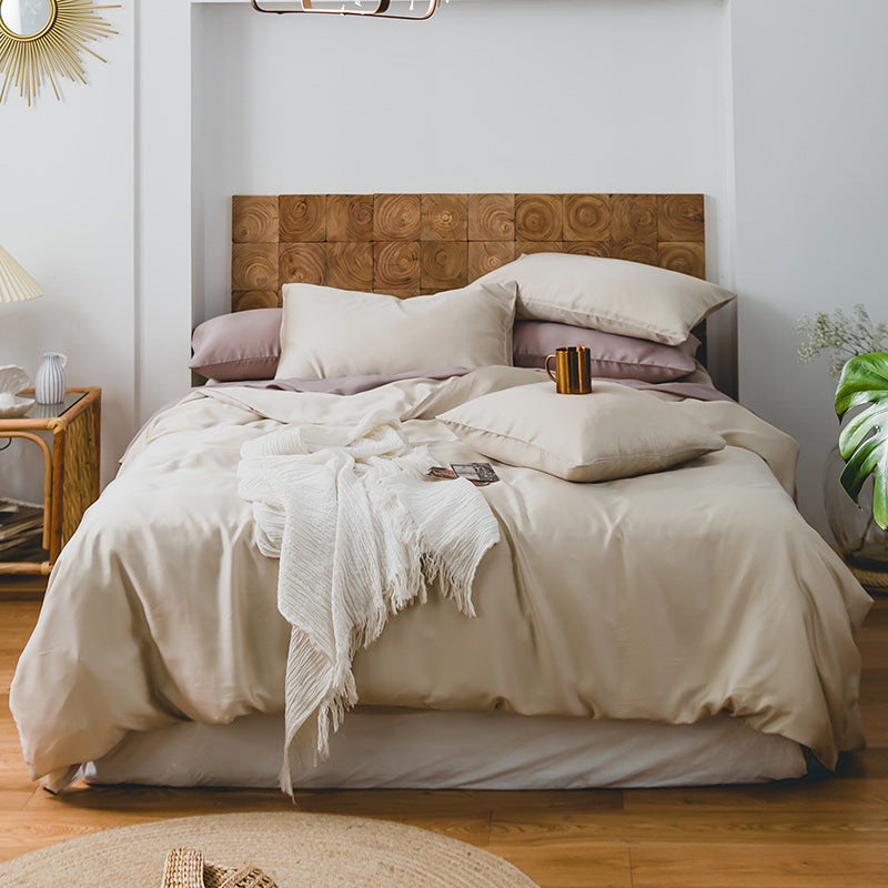 Silky Nude Sleeping Quilt Cover Bed Sheet Bedding