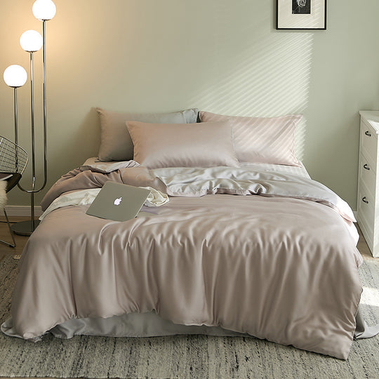 Silky Nude Sleeping Quilt Cover Bed Sheet Bedding