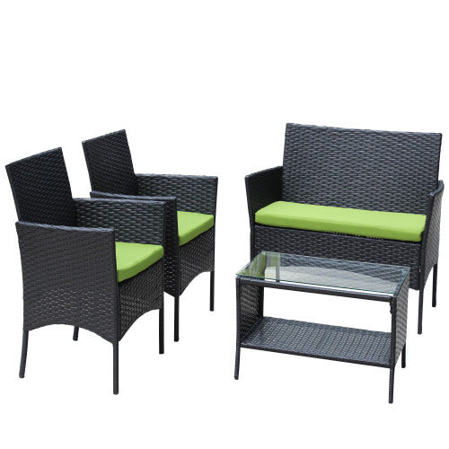 4 PC Rattan Patio Furniture Set Outdoor Patio