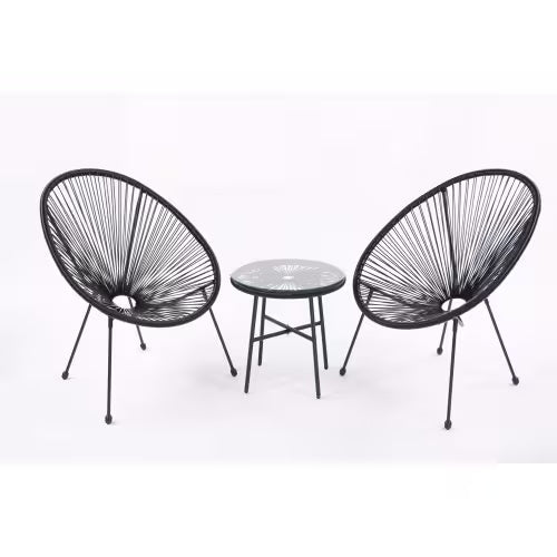 3 Piece Terrace Bistro Conversation Set With Side Table