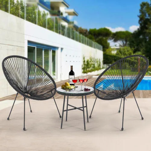 3 Piece Terrace Bistro Conversation Set With Side Table