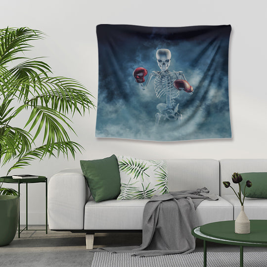 Skull-Themed Polyester Tapestry for Home Decor