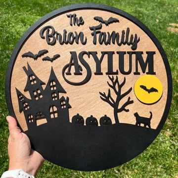 Personalised Halloween Family Log Decoration 30cm