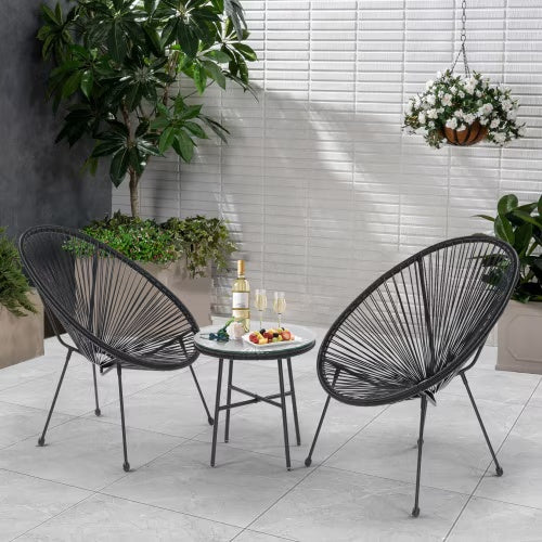 3 Piece Terrace Bistro Conversation Set With Side Table