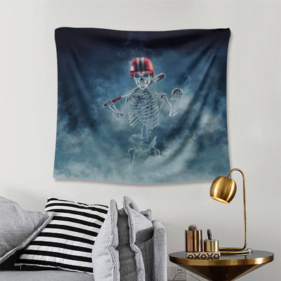 Skull-Themed Polyester Tapestry for Home Decor