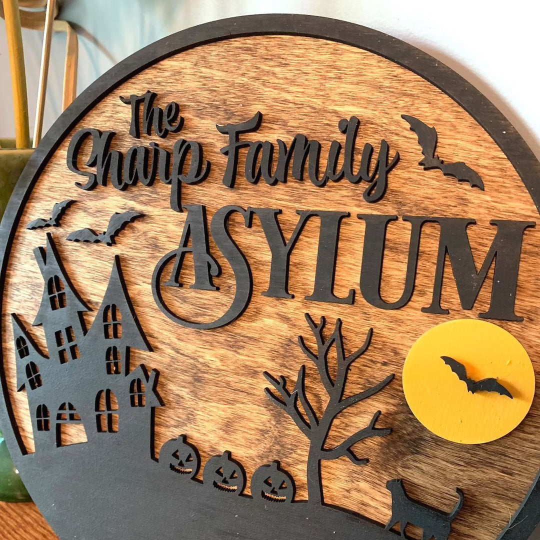 Personalised Halloween Family Log Decoration 30cm
