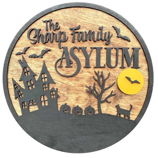 Personalised Halloween Family Log Decoration 30cm