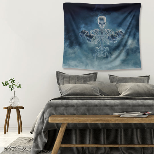 Skull-Themed Polyester Tapestry for Home Decor
