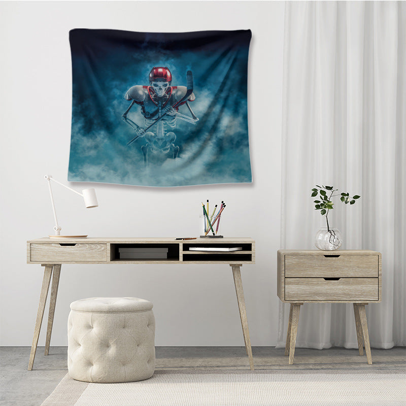 Skull-Themed Polyester Tapestry for Home Decor