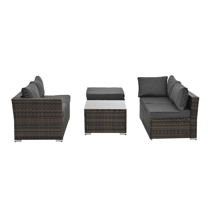 4 Set Wicker Furniture With Tempered Glass Coffee Table