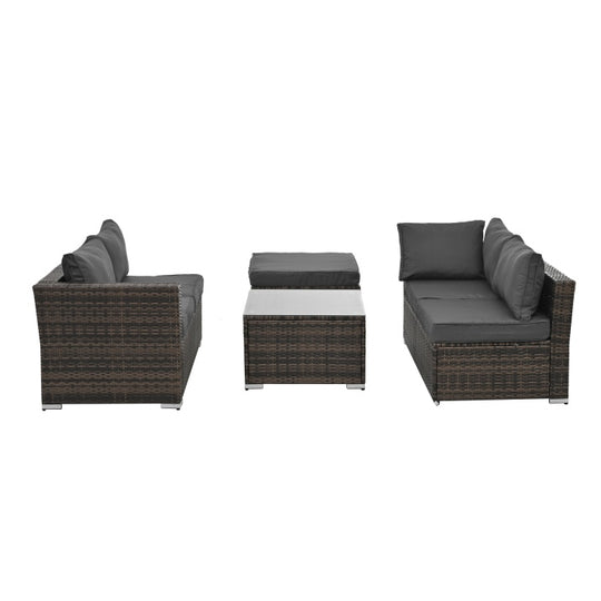 4 Set Wicker Furniture With Tempered Glass Coffee Table